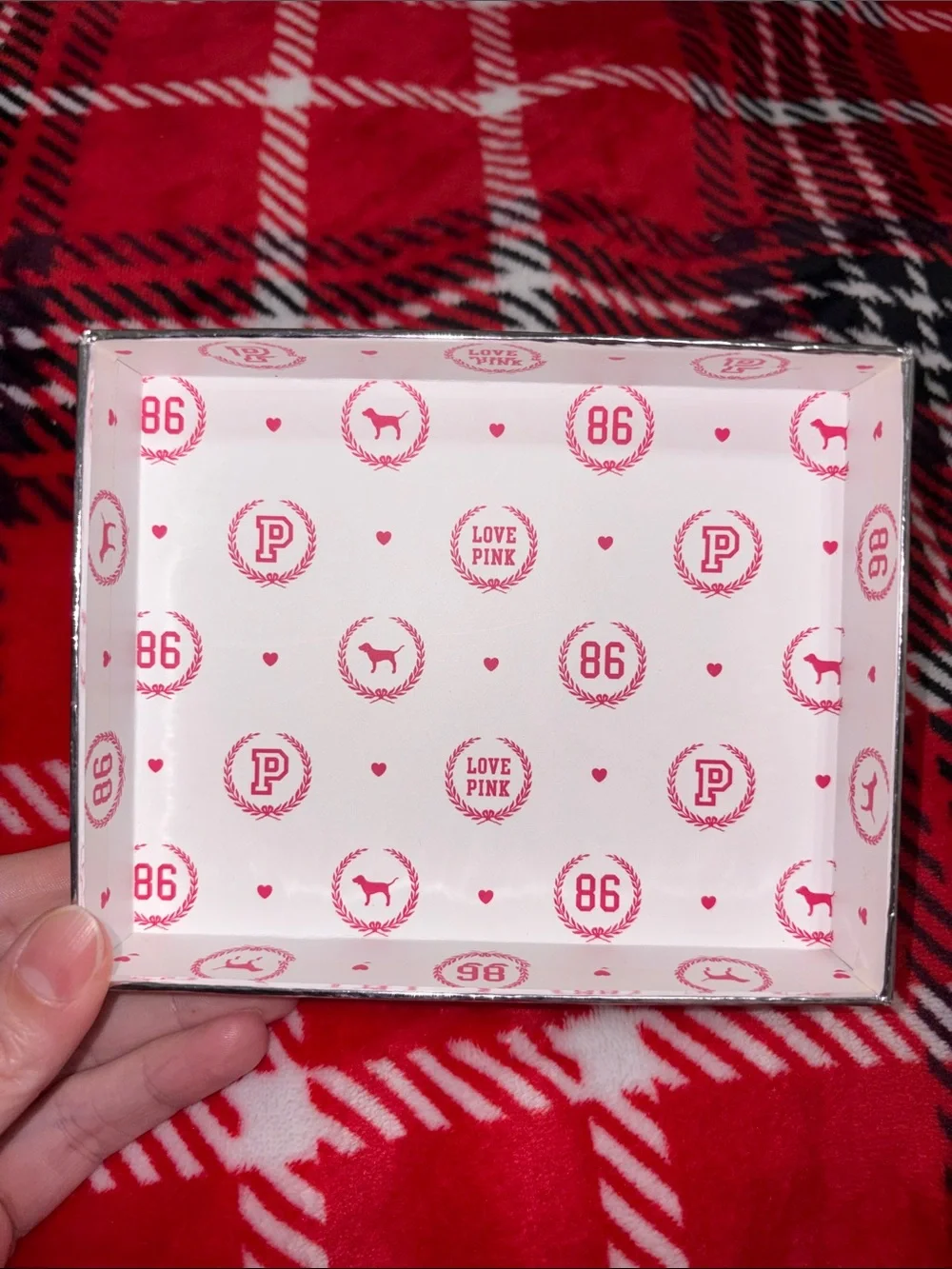 PINK Victoria's Secret Pink Plaid Dog Gift Box